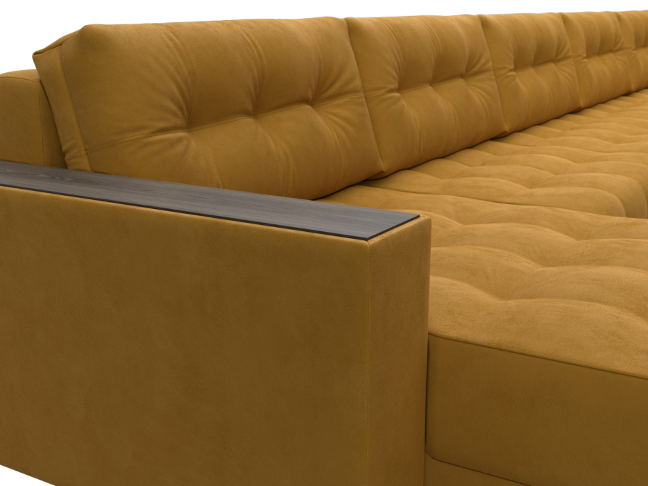 Диваны еврокнижки, Диван П-образный с декором Лига-049 НПБ Мегалонг, велюр BRUT