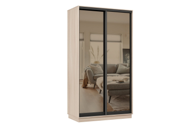 Шкаф-купе Премьер МИНИ 03 (01ЗБ;01ЗБ) фасады зеркало бронза/двухдверный/Профиль чёрный муар