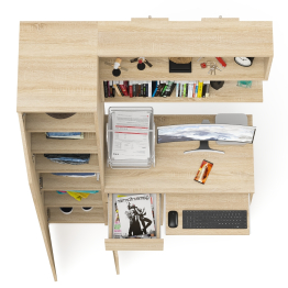 Пенал с дверкой Мори МШ400-1 с компьютерным столом МС-1 левый и открытой полкой на 900