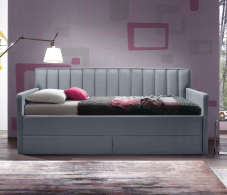 Мягкая кровать, Кровать с  дополнительным спальным местом  и боковинами Порше, микровелюр