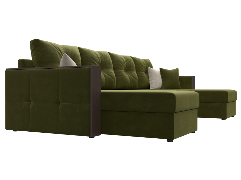 Диваны с ящиком для белья, П-образный диван Валенсия, микровельвет