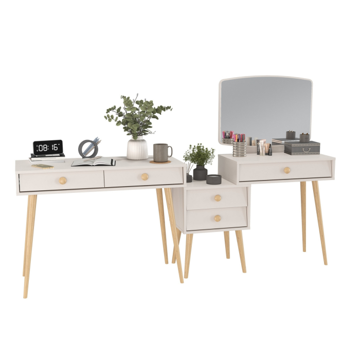 С зеркалом, Туалетный стол с зеркалом Афина и стол на ножках