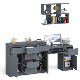 Тумба-комод Мори МК1200.4 с компьютерным столом МС-1 правый и открытой навесной полкой