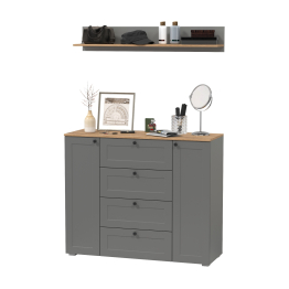 Остин комод четыре ящика и две дверки и полка навесная