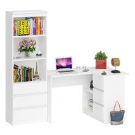 Домашние кабинеты, Стеллаж-комод три ящика Мори МСТ-600 с угловым компьютерным столом МС-16 тумба справа