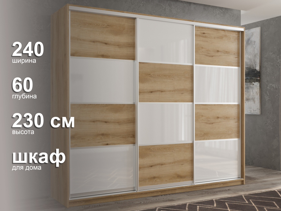 Шкафы-купе 3-х дверные, Шкаф-купе 3х дверный Кааппи 14 240х60