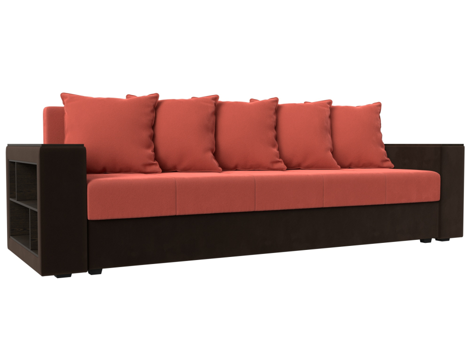 Диваны кровати со спальным местом, Диван прямой Дубай Лайт полки слева, микровельвет