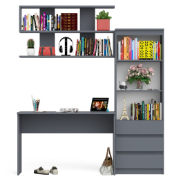 Стеллаж-комод Мори с письменным столом на 1200 и навесной полкой на 1200