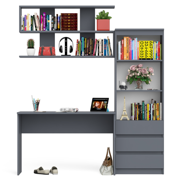 Прямые компьютерные столы, Стеллаж-комод Мори с письменным столом на 1200 и навесной полкой на 1200