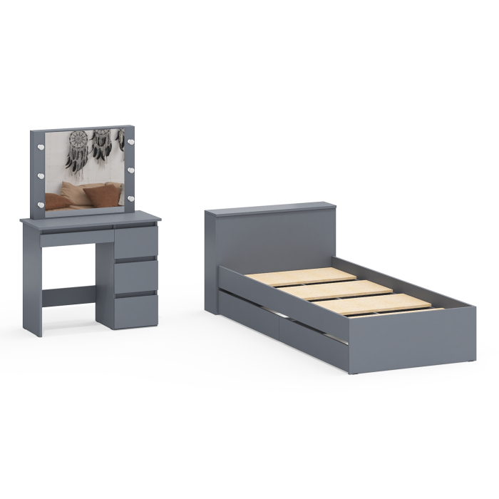 Спальные гарнитуры, Кровать с ящиками Ксения 900 и столик косметический с подсветкой Сура