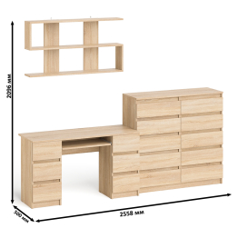 Комод Мори МК1200.10 со столом компьютерно-письменным и полкой сверху