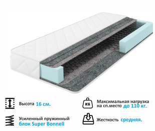 Мягкая кровать Elda 900 с ортопедическим основанием и матрасом ГОСТ