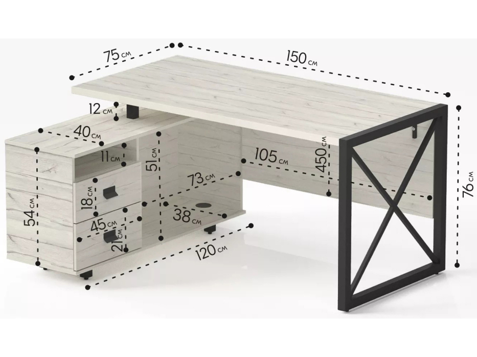 Угловые, Стол рабочий универсальный Калифорния Хардвиг СР01 ЛДСП