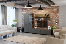 Стенки для гостиной, Модульная гостиная Грейс композиция 2  Гикори Джексон Темный