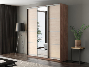 Шкаф-купе Айсберг 200 ШАМОНИ ТЕМНЫЙ (шамони светлый/зеркало)