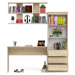 Стеллаж-комод Мори с письменным столом на 1200 и навесной полкой на 1200