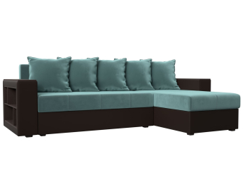 Диван угловой Дубай Лайт, велюр/экокожа, правый угол