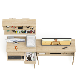 Однотумбовый компьютерный стол Мори МС-1 правый с тумбой МТВ1200.1 и открытой полкой на 900