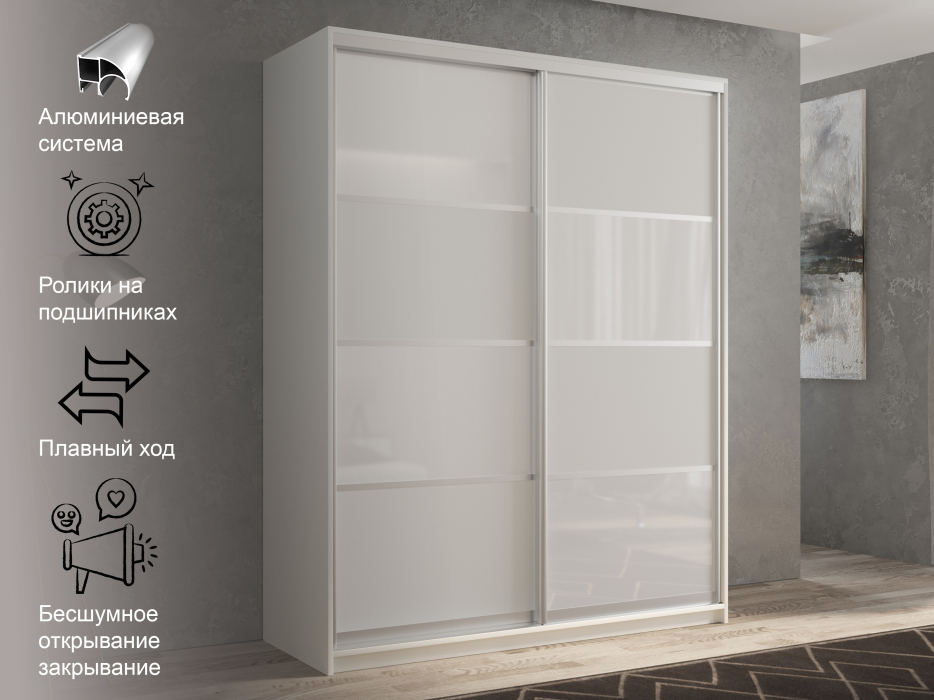 Шкафы-купе 2-х дверные, Шкаф-купе 2х дверный Кааппи 14 140х45