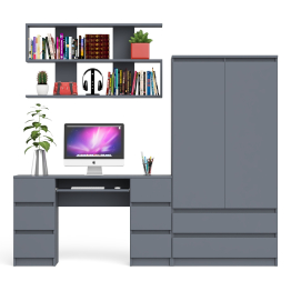 Шкаф-комод Мори МШ900.1 с письменным 2-х тумбовым столом МС-2 и полкой книжной