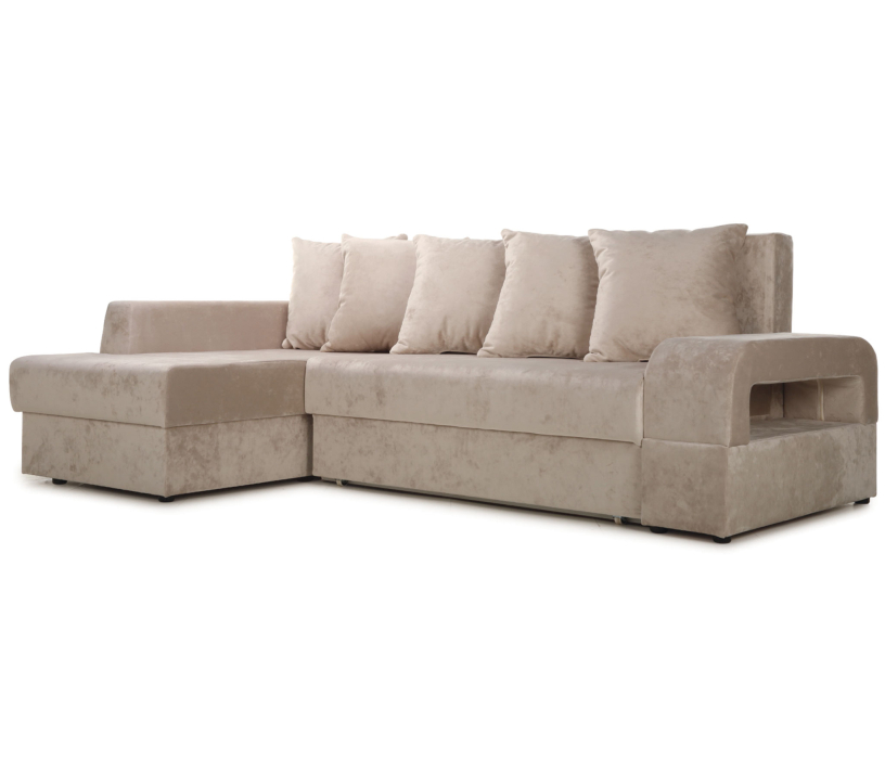 Диваны угловые в гостиную, Угловой диван Марго 1 левый, велюр