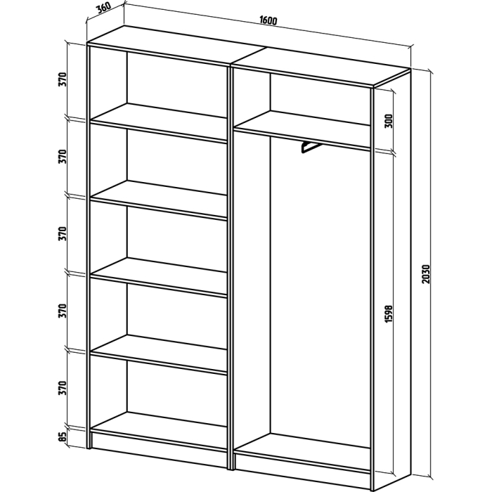 Шкафы распашные, Шкаф Бостон-17