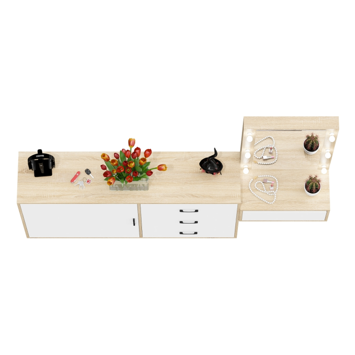 Туалетные столики, Стол косметический навесной с подсветкой и комод 122-1504