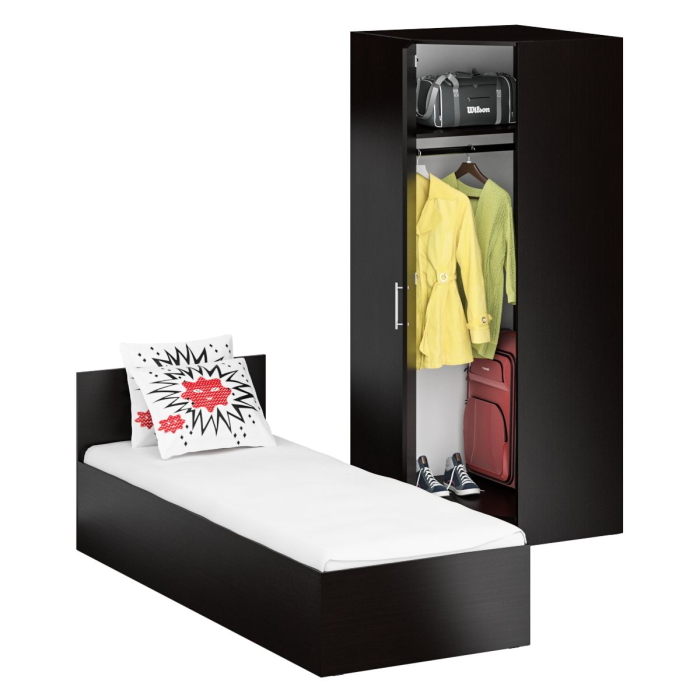 Спальные гарнитуры, Кровать односпальная 800 с угловым шкафом Стандарт