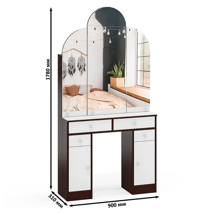 С зеркалом, Туалетный столик Трельяж МД №2