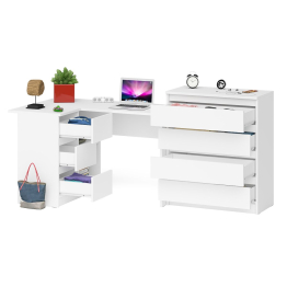 Комод Мори МК800 4-ре ящика с угловым компьютерным столом Мори МС-16 тумба слева