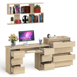 Стол письменный Мори МС-2 с комодом МК800 4 ящика и полкой 1200