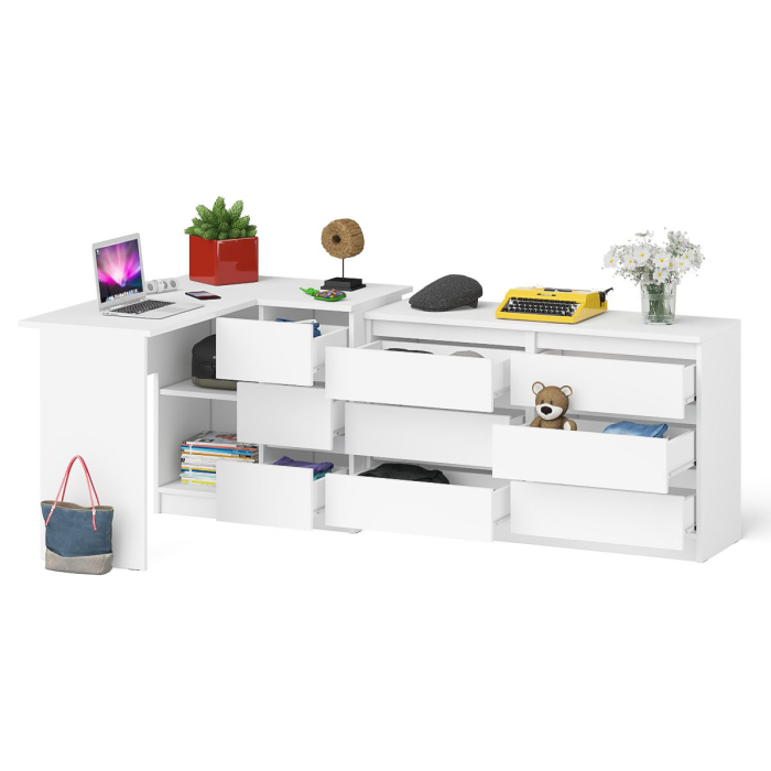 Компьютерные столы, Комод Мори 1200 6 ящиков и компьютерный угловой стол МС-16 правый