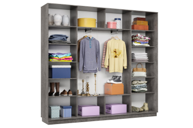 Шкаф-купе Премьер 57 (01ЗГ;01ЗГ;01ЗГ) фасады зеркало графит/трёхдверный/Профиль чёрный муар