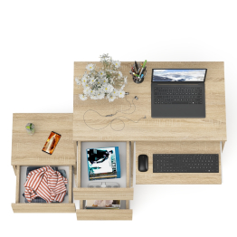 Компьютерный стол три ящика Мори МС-6 левый с тумбой 400