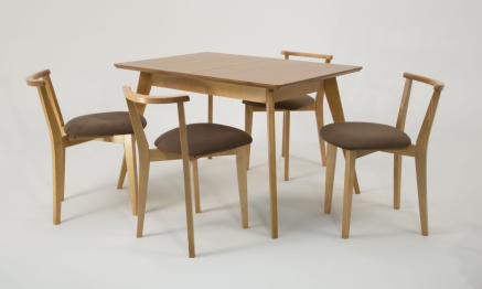 Стол Сканди 120 натур со стульями Франк натур велюр коричневый