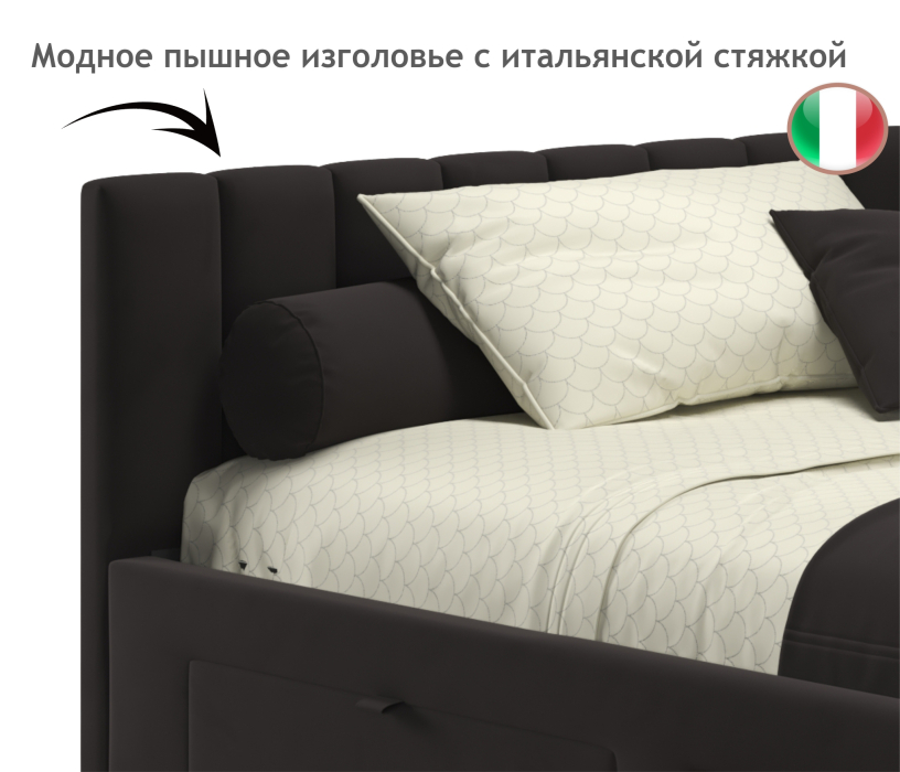 Мягкая кровать, Мягкая кровать-тахта Milena 1200 c ящиками