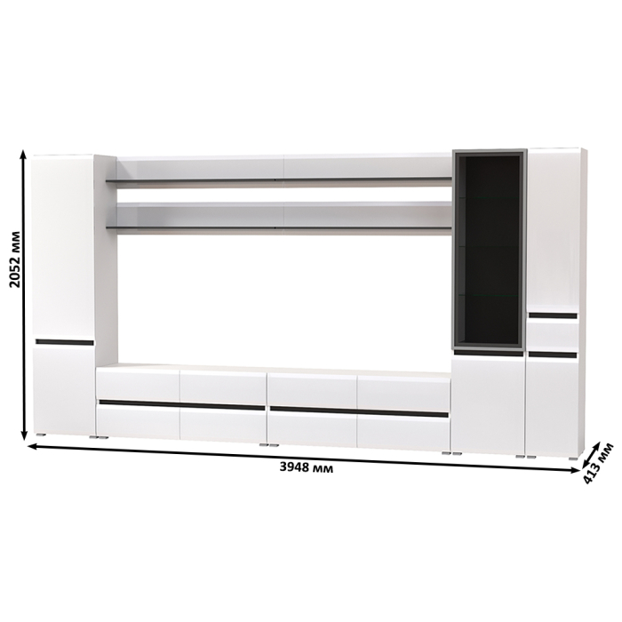 Стенки для гостиной, Стенка в гостиную модульная Сидней комплектация № 115