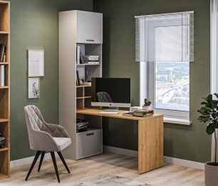 Стеллаж со столом Милан СБ-3261 Серый,Дуб Гамильтон/МДФ Светло серый