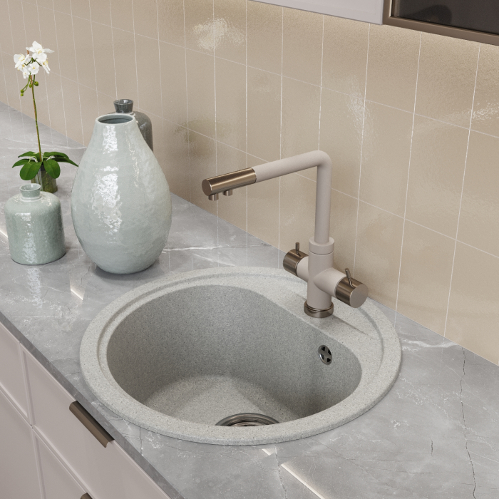 Кухонные мойки, Мойкa ML-GM10 круглая, 440мм (глуб. чаши 180) NEW*