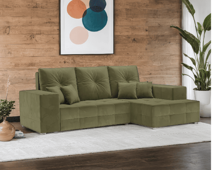 Диваны угловые в гостиную, Диван угловой Монреаль Правый угол (Велюр)