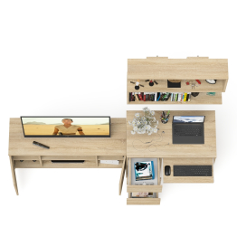 Мори стол компьютерный МС-6 левый с тумбой МТВ1200.1 и навесной открытой полкой