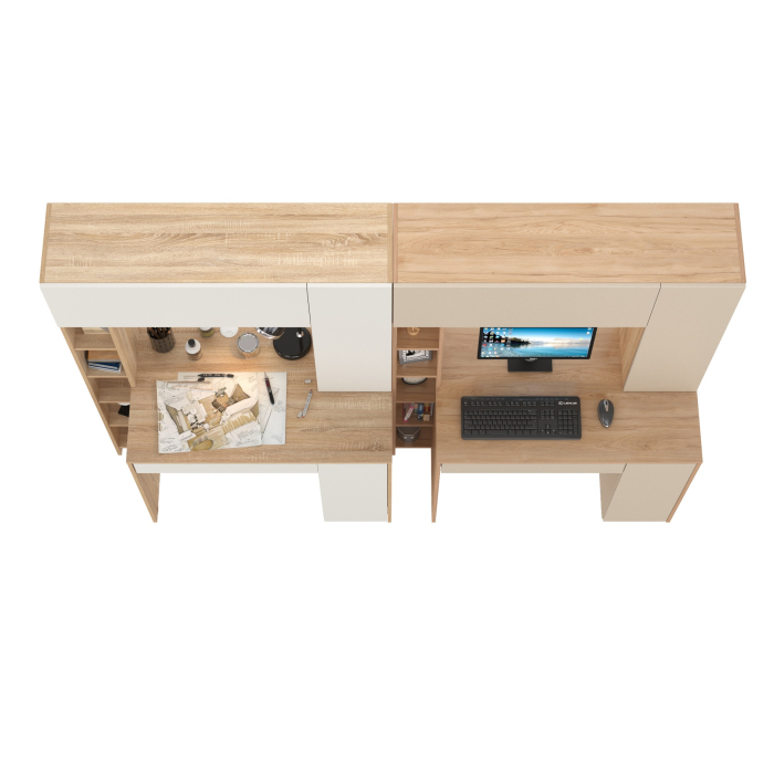 Прямые компьютерные столы, Два стола с надстройкой Mobi Комфорт 12.71