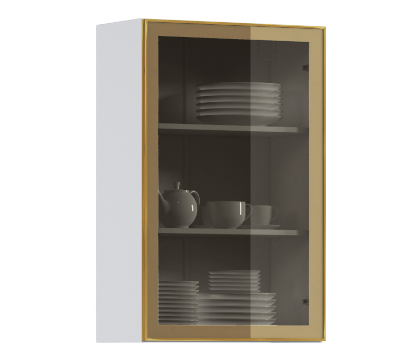 Навесные, Навесной шкаф Регина РП-160 (Белый/Витрина Золото)