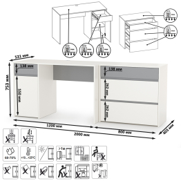 Компьютерный стол Торонто с комодом
