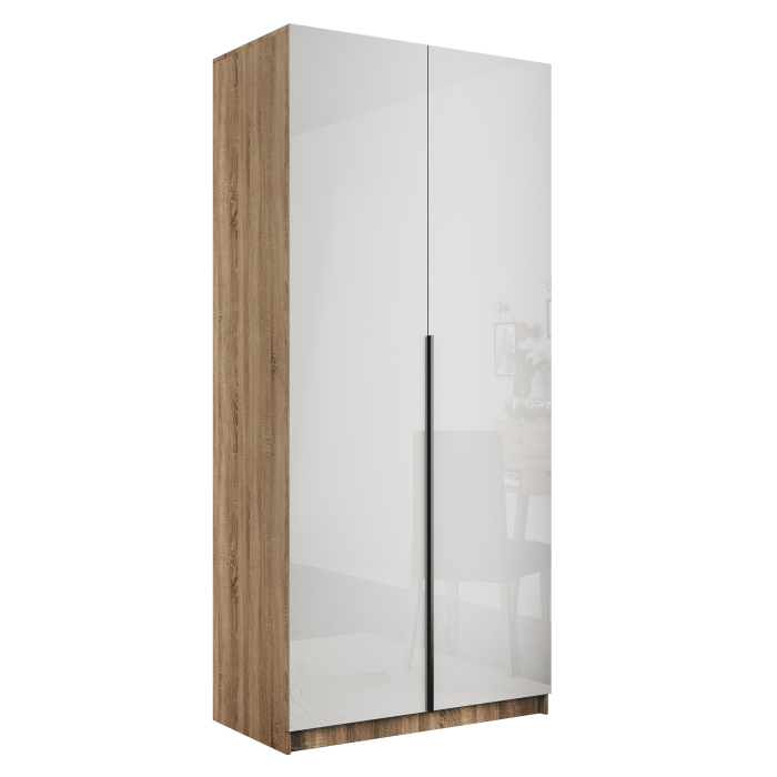 Шкафы распашные, Шкаф распашной Е1 Локер 101x52.5x220 см, с белым стеклом , полками и модулем