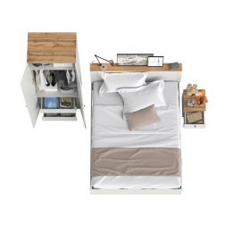 Шкаф для одежды двухдверный Остин с кроватью с ортопедом и прикроватной тумбочкой