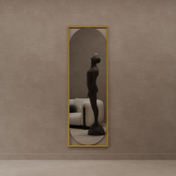 Зеркала в спальню, Дизайнерское настенное напольное зеркало GENGLASS Kvaden L в металлической раме