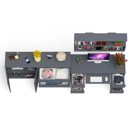 Стол для работы Мори МС-2 с книжной полкой на 1200 и комодом-тумбой МК1600.1