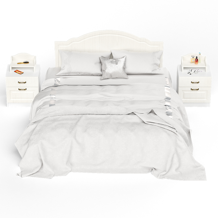 Спальные гарнитуры, Кровать 1600 Ливерпуль с основанием и двумя тумбами с полками