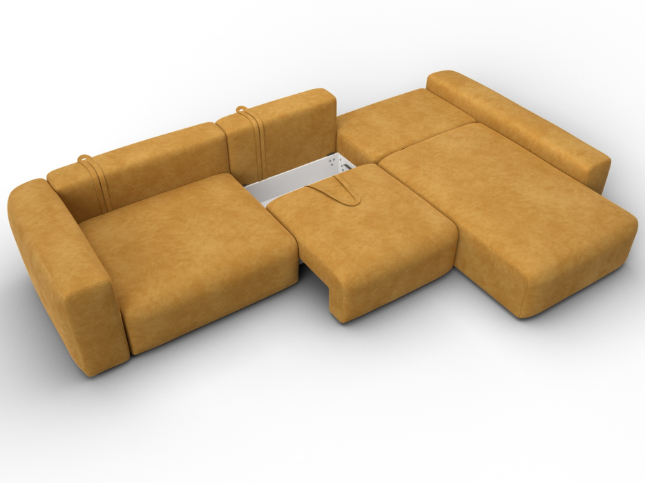 Диваны угловые в гостиную, Диван угловой Лига-066 НПБ Лонг угол правый, велюр BRUT